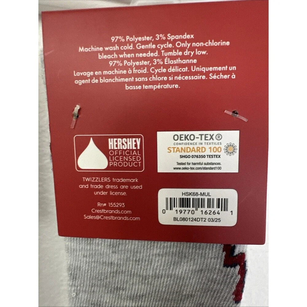Twizzlers Kids Crew Socks 2 Pair Grey W/Logo Candy Novelty Size 9-3.5 For Twins